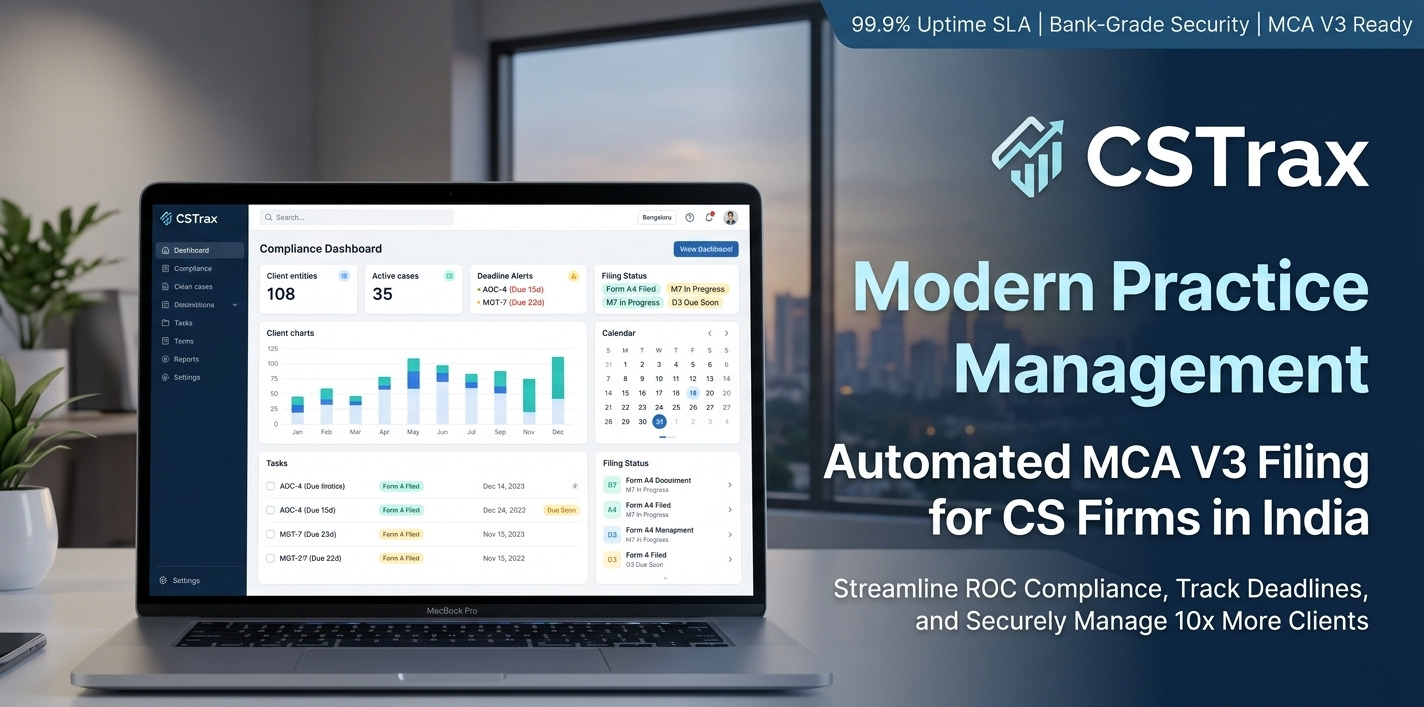 CSTrax — MCA V3 Filing and Practice Management for CS Firms